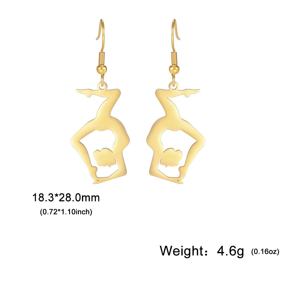 Cazador Stainless Steel Gymnast Yoga Drop Earrings Gold Color Jewelry Earrings for Women 2026 Trending Birthday Mother Day Gift