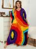 Damska Długa Sukienka Plus Size Kaftan Bohemian Wzór Dekolt V Szykowna Na Wakacje Okrycie Kąpielowe Szlafrok Domowy Ubranie Do Relaksu