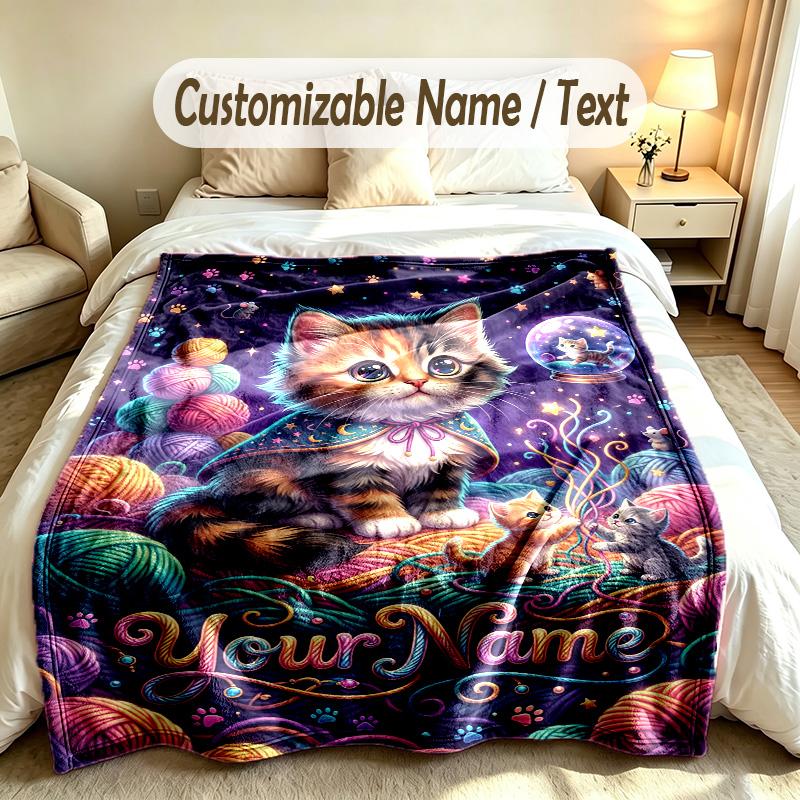 Fantasy Magic Theme Soft Blanket Personalized Custom Name Text Print Warm Blanket Home Sofa Bedroom Decor