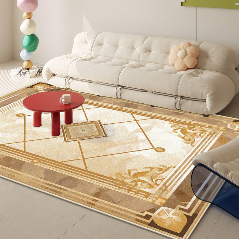 

Luxury Living Room Rugs Retro Golden Border Room Decoration Non-slip Carpet Machine Washable Large Size Soft Entrance Door Mat 140*200cm