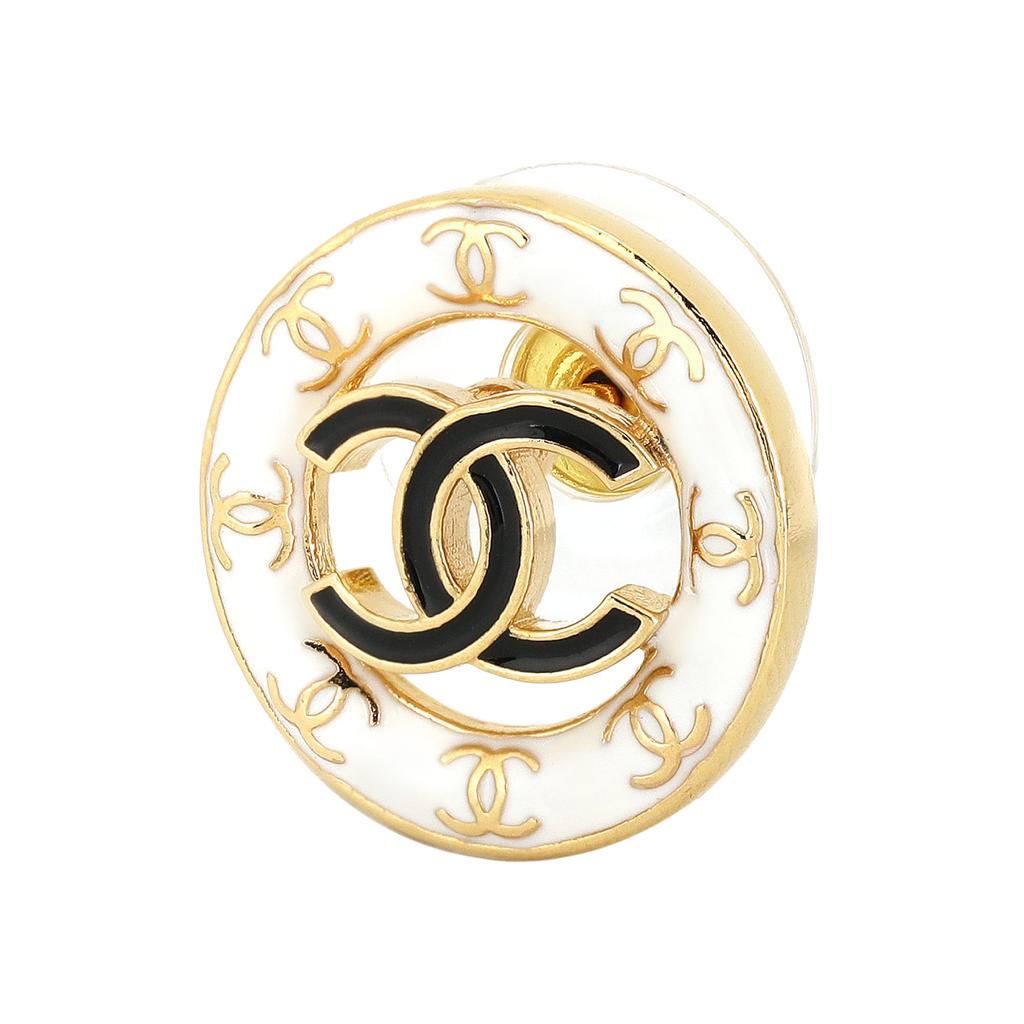 CHANEL Metal Stud Earrings Women's White ABC998-B16125-NW385