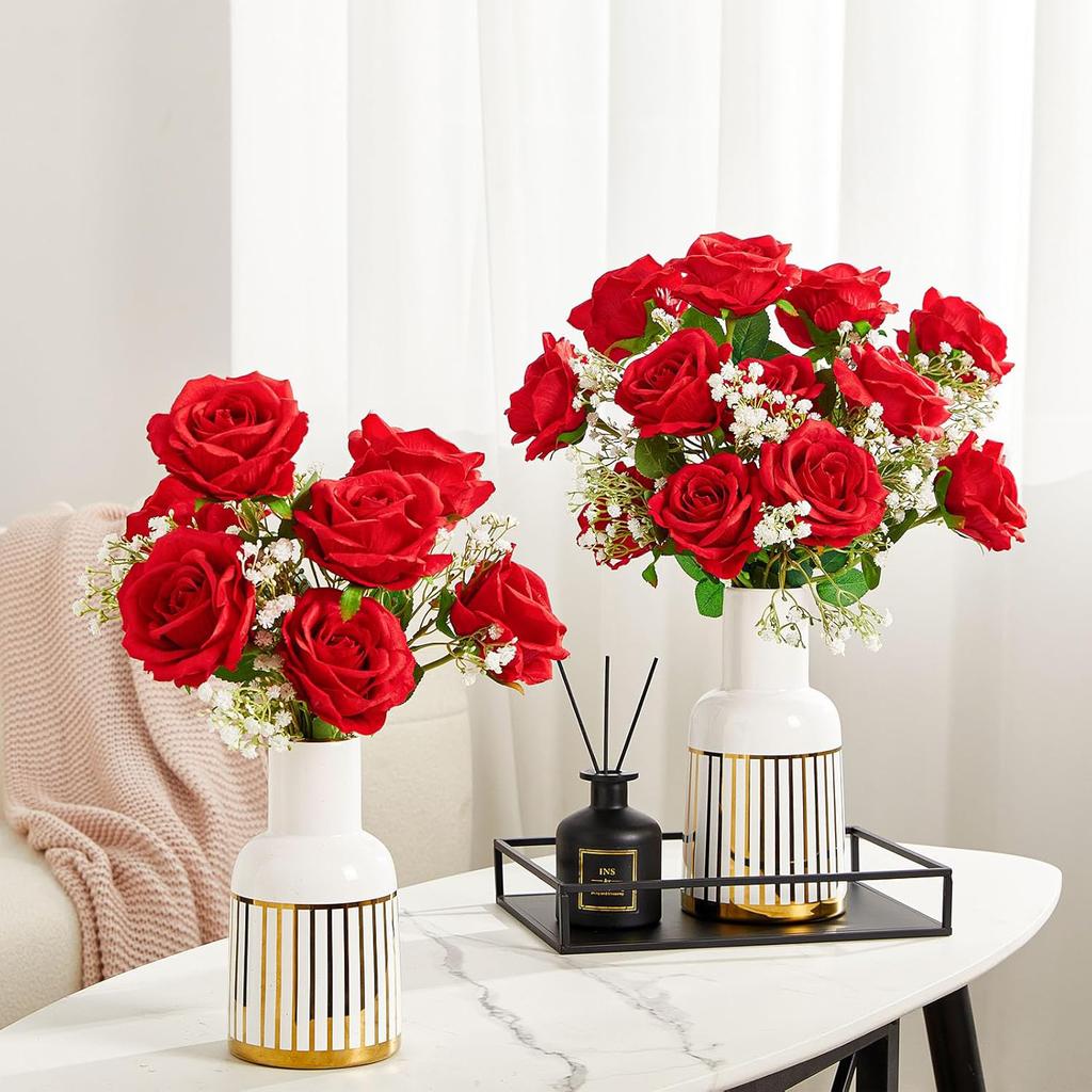 5/10Pcs Artificial Flowers Bouquet Beautiful Silk Roses Wedding Home Table Decor Arrange Fake Plants Valentine's Day Present Diy