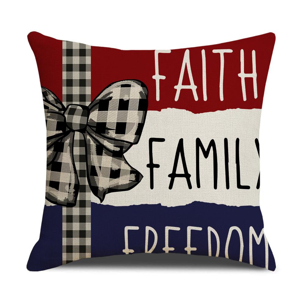 American Independence Day Pushing Cover Five-pointed Star Pushing Cover 45*45 Cm Red Star Stripe Print Pillow Cover