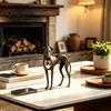Chic Shelf Display Items Vintage Whippet Greyhound Dog Figurine with Hanging Heart Charm, Elegant Rustic Farmhouse Ornaments Resin Animal Statue,