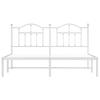 Metal Bed Frame with Headboard White 183 x 213 cm