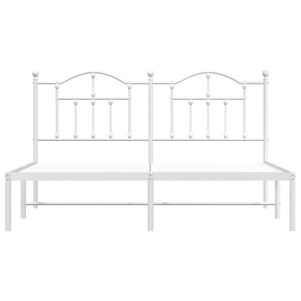 Metal Bed Frame with Headboard White 183 x 213 cm