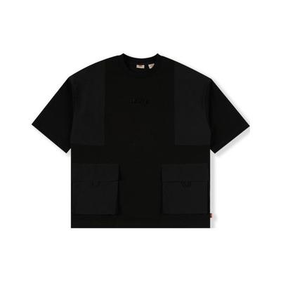 Levis Solid Pocket Casual Round Neck T-Shirt Men Tops Black A4302-0002