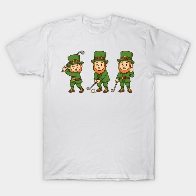 Мужская черная футболка с принтом Лепреконы играют в гольф Печать на трансферной бумаге без вырезания Хлопковая футболка S