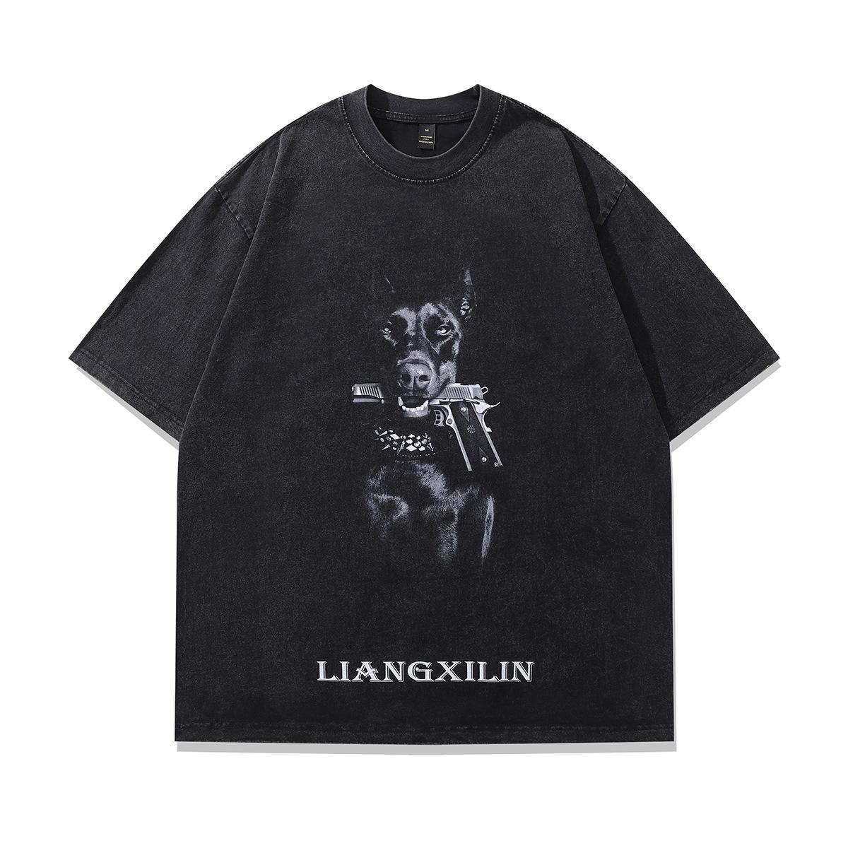 Футболка унисекс с коротким рукавом и принтом американского ретро-добермана S 2690₽