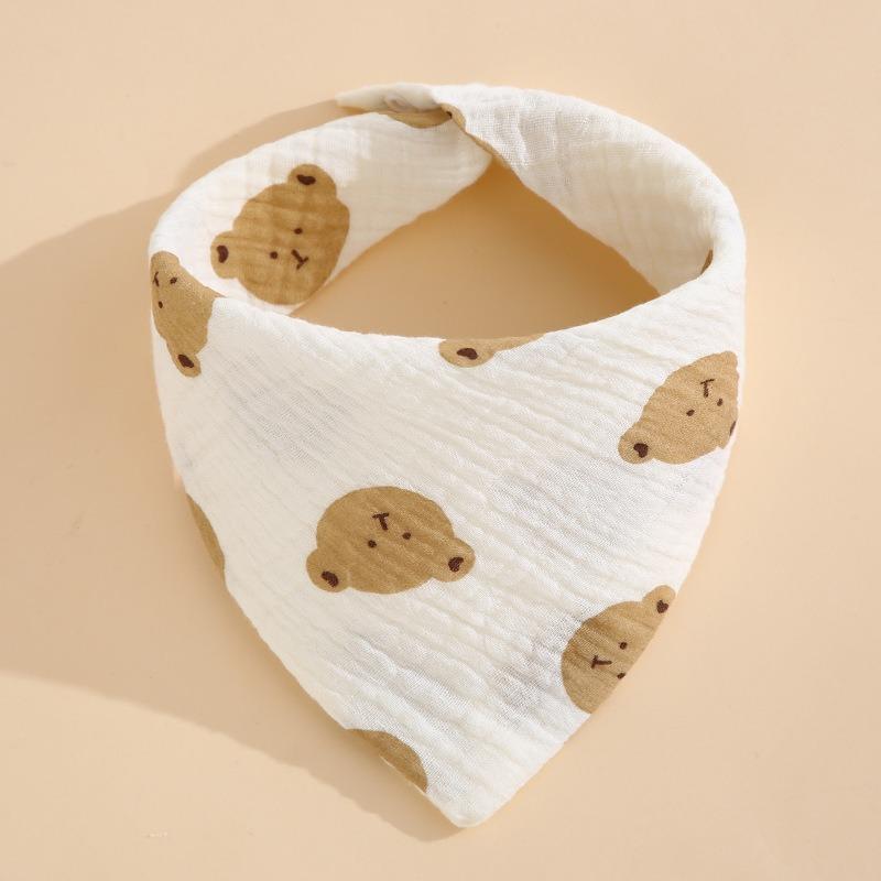 Baby Saliva Towel Class A Four-Layer Crepe Cartoon Snap-Button Bib Baby Triangle Scarf Newborn Bib