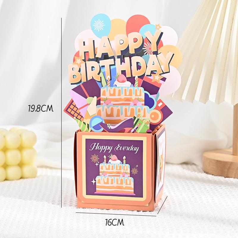 1pc 3D Pop-Up Birthday Greeting Card Family Friends Birthday Cards Floral and Butterfly Design for Any Recipient Party Supplies