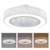 22-inch Dimmable Pendant Fan W/ Remote Control, Three Colors, Six Speeds, Semi-Flush Mount Round Concealed LED Fan Chandelier
