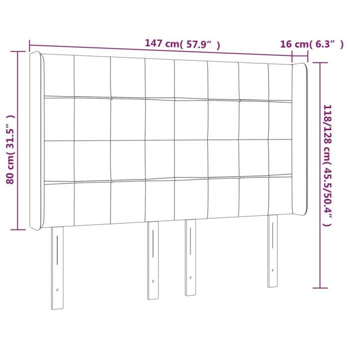 VidaXL Tête de Lit à LED Meuble de Chambre à Coucher Accessoire de Lit Double Tête de Cadre de Lit Intérieur Taupe 3124050