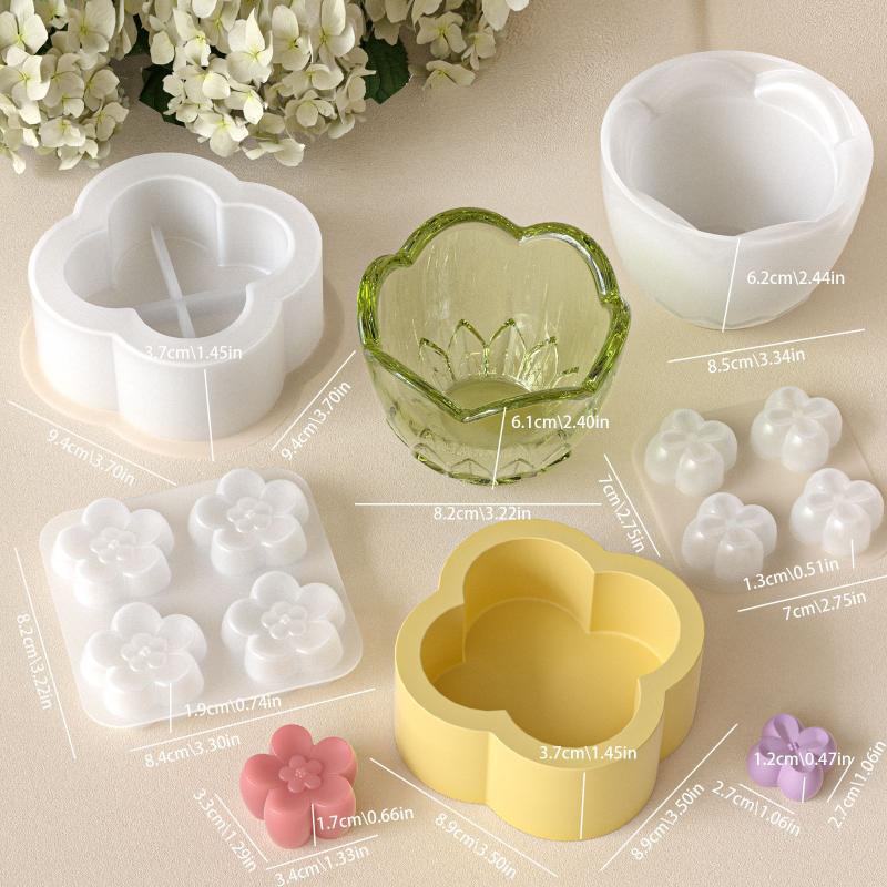 Flower Silicone Mold Set For Candle Making Flower Pot Resin Casting Molds For Diy Crafts