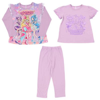 Bandai Kimi To Idol PreCure Knit Pattern 572 Glow-Up! 2-Top Pajamas, A, 100cm, Lavender,