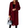 Jachetă Tren Loose Toamnă Iarnă Femei Top Ele Fashion Mânecă Lungă Guler Rever Buzunar Dublu Nasturi Palton Lung