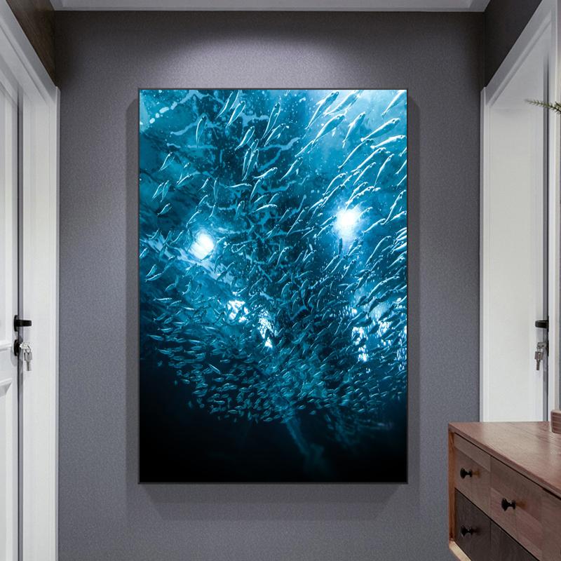 RELIABLI ART Animal Pictures Cluster Of Fish In Sea Canvas Paintings Wall Art Prints For Living Room Home Decoration No Frame