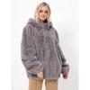 Women's Hooded Long Sleeve Zip Up Faux Fur Oversized Streetwear Winter Coat Jacket