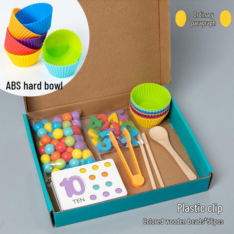 Wooden Bead Counting Game: Educational Toy for Learning Colors, Numbers, and Enhancing Cognitive Skills in Children.