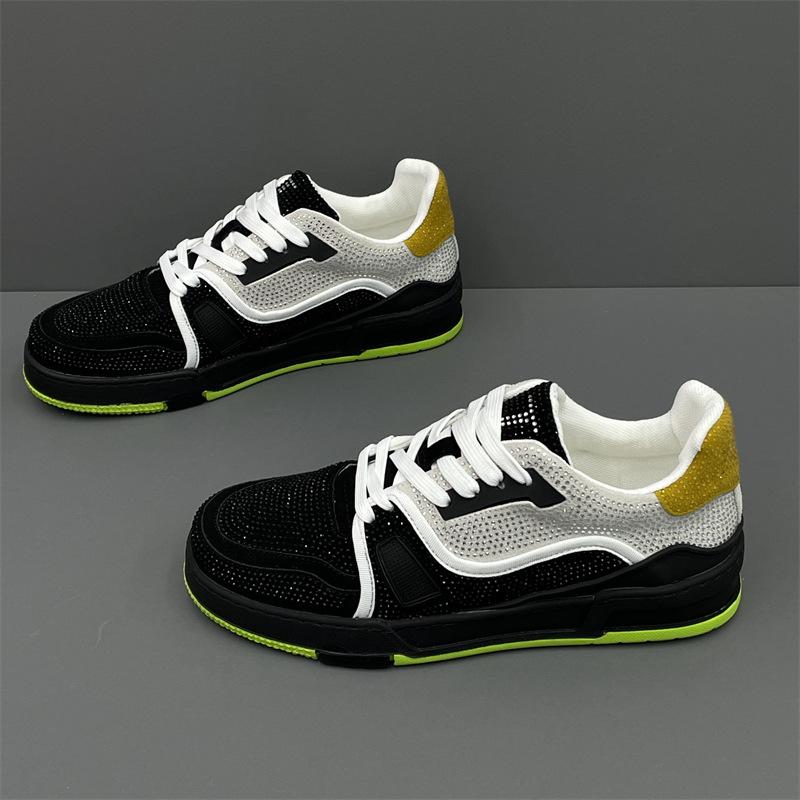 

Autumn new low-top bright diamond texture simple color-blocking athleisure board shoes XLZ 38 leather shoe size