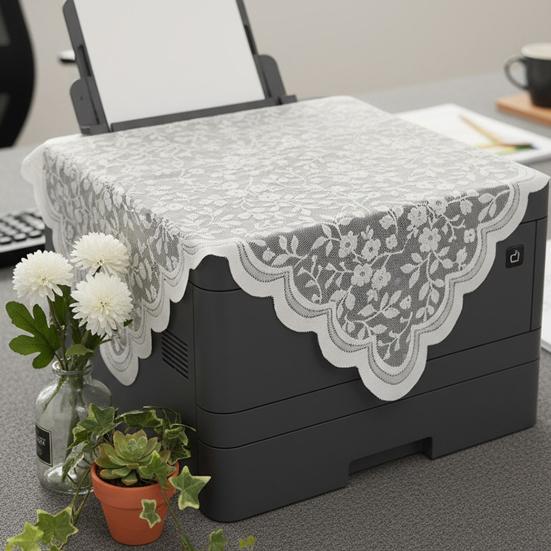 Yousheng Floral Lace Tablecloth, Square White Lace Doily, Vintage Scalloped Table Cover for Nightstand Coffee Table Tea Party Home Decor