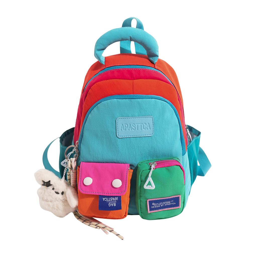 Schoolbag Dopamine Contrasting Schoolbag Female Junior High School High School College Student High Value Niche Large Capacity Backpack Travel