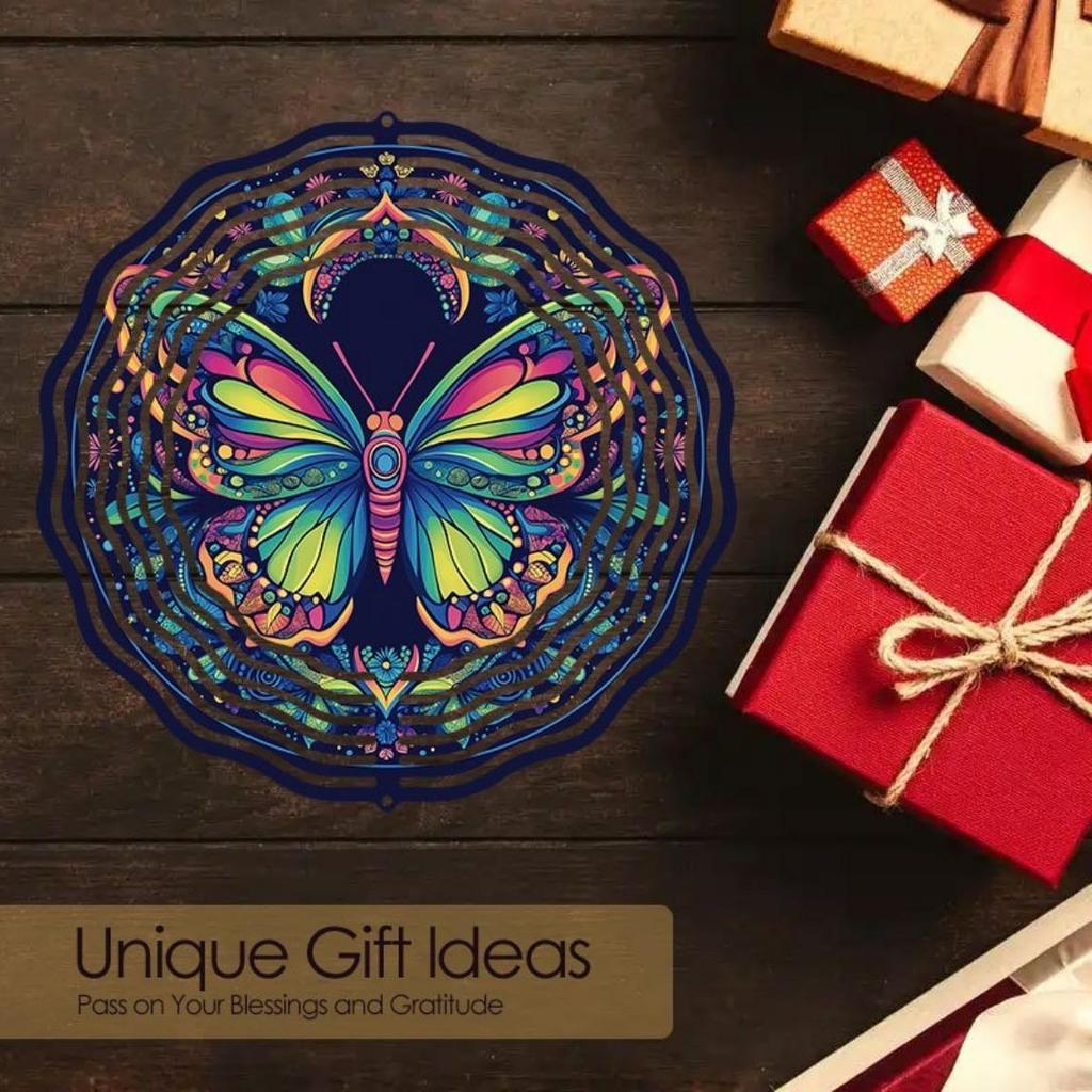 Metal Wind Spinner with 3D Lotus Mandala Design for Outdoor Garden Balcony Yard Decor 360 Degree Rotating Hook Holiday Christmas Gift