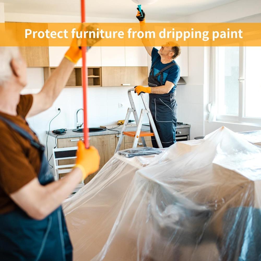 Pre-Taped Masking Film Plastic Sheeting Automotive Washi Tape No Residue Painters Plastic Drop Cloth for Painting