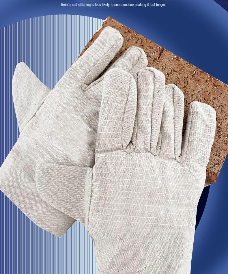 Double-Layer Canvas 24-Thread Heavy-Duty Work Gloves for Welders and Construction Workers