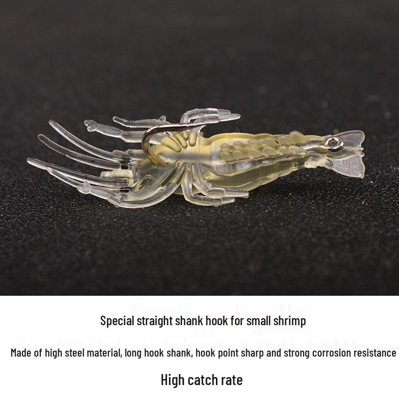 Luminous Soft Shrimp Bait with Hook - 5pcs, Simulated Small Grass Shrimp