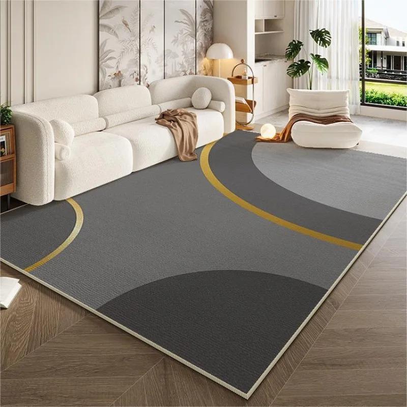 Modern Luxury Geometric Carpet Grey Large-Sized Living Room Rug Anti-Slip Washable Bedroom Mat Home Decoration