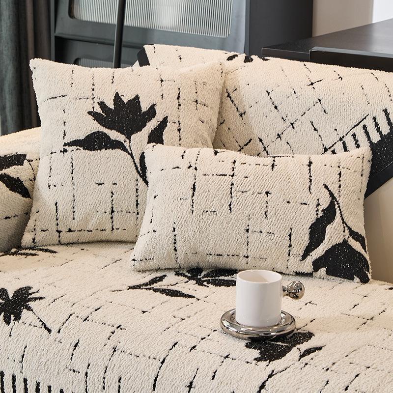 Premium Leather Sofa Cushion Autumn And Winter  New Plush Straight Non-Slip Seat Cushion Sofa Cover Towel