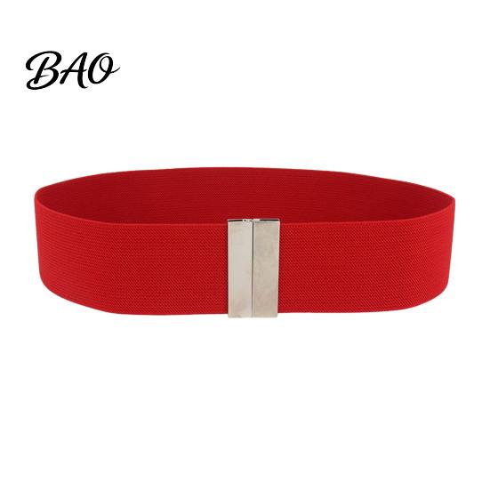 Stylish Waist Modifier Wide Elastic Belt, Adjustable Stretchy Belt with Metal Versatile Decorative Square Buckle, Slimming Waistband for Dresses