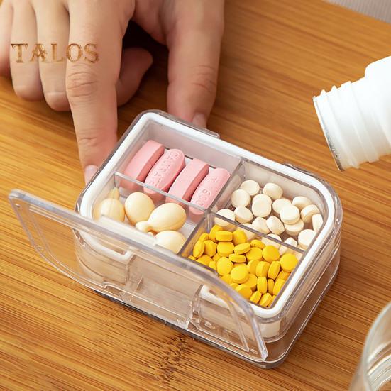 3-in-1-Pillenteiler, Aufbewahrungsbox für Tabletten, feuchtigkeitsbeständig, tragbare Größe, transparent, multifunktionale Pillentragetasche