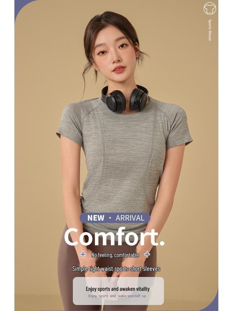 Women's Slim Fit Short Sleeve Yoga Top: Breathable, Quick-Dry Sports Wear