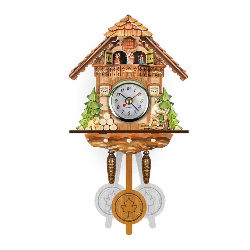 Traditionelle Kuckuckswanduhr aus Holz für Wohnzimmer mit leisem Uhrwerk Dekorative Wanduhr Genaue Uhrwerke