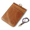 Retro Leder Lanyard Ausweishalter Kartenhalter Halsband Rindsleder Echtes Leder Kartenhalter Mitarbeiterkarte Busausweis Visitenkarte