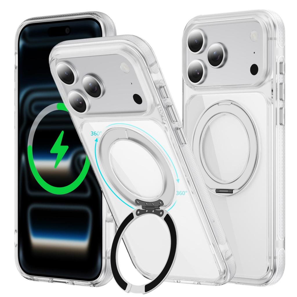 Magnetic Stand Protective Case for iPhone 17 Pro Max - Compatible with Apple 16/15 Drop-Proof, 14 Transparent, 13