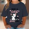 Summer Round Neck 3D Printed Top Cute Cat Lover Streetwear Fashionable Casual Short Sleeved Children's Girl T-shirts