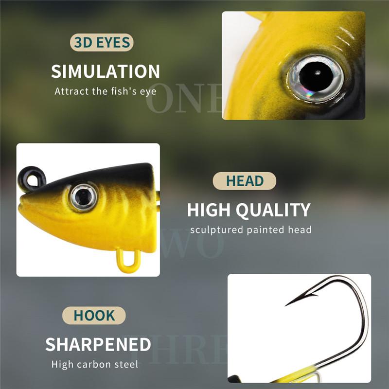 2pcs Jig Head Fish Hook 10g 25g 45g Fish Head Fish Hook for Soft Bug Fishing Tackle