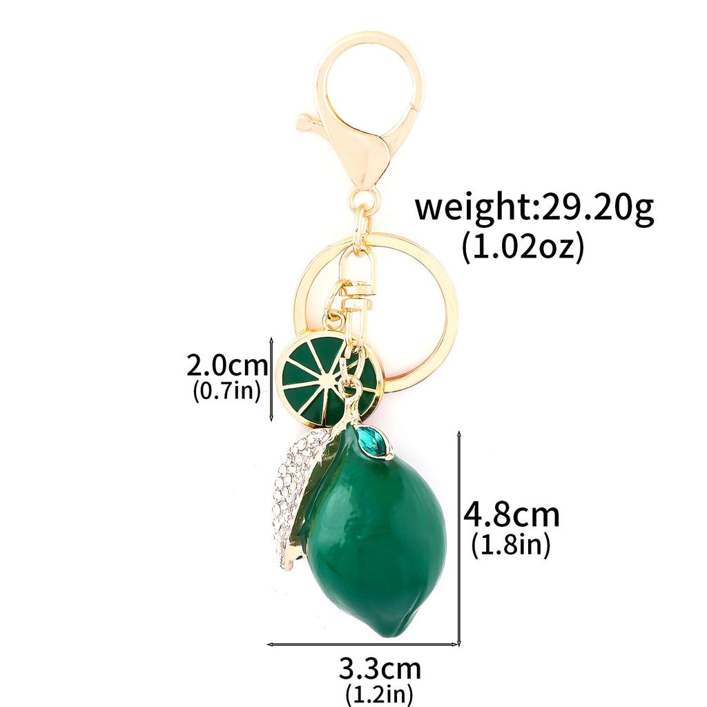 Creative Artificial Fruit Cute Rhinestone Little Lemon Car Keychain Women's Bag Pendant Keychain Keyring Cartoon Gift
