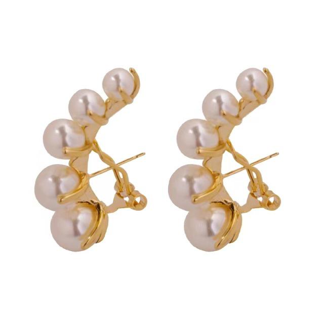 S925 Silver Needle Pearl Stud Earrings for Women