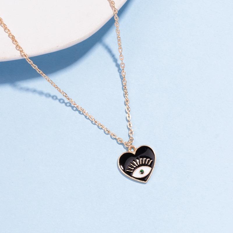 New jewelry gold-plated dripping oil love devil's eye necklace celebrity street shot fashion personality collarbone chain women
