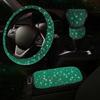 3Pcs Car Accessories Set for Women Steering Wheel Cover Gear Shift Cover Armrest Pad Mat Bling Auto Diamond Decortion Styling