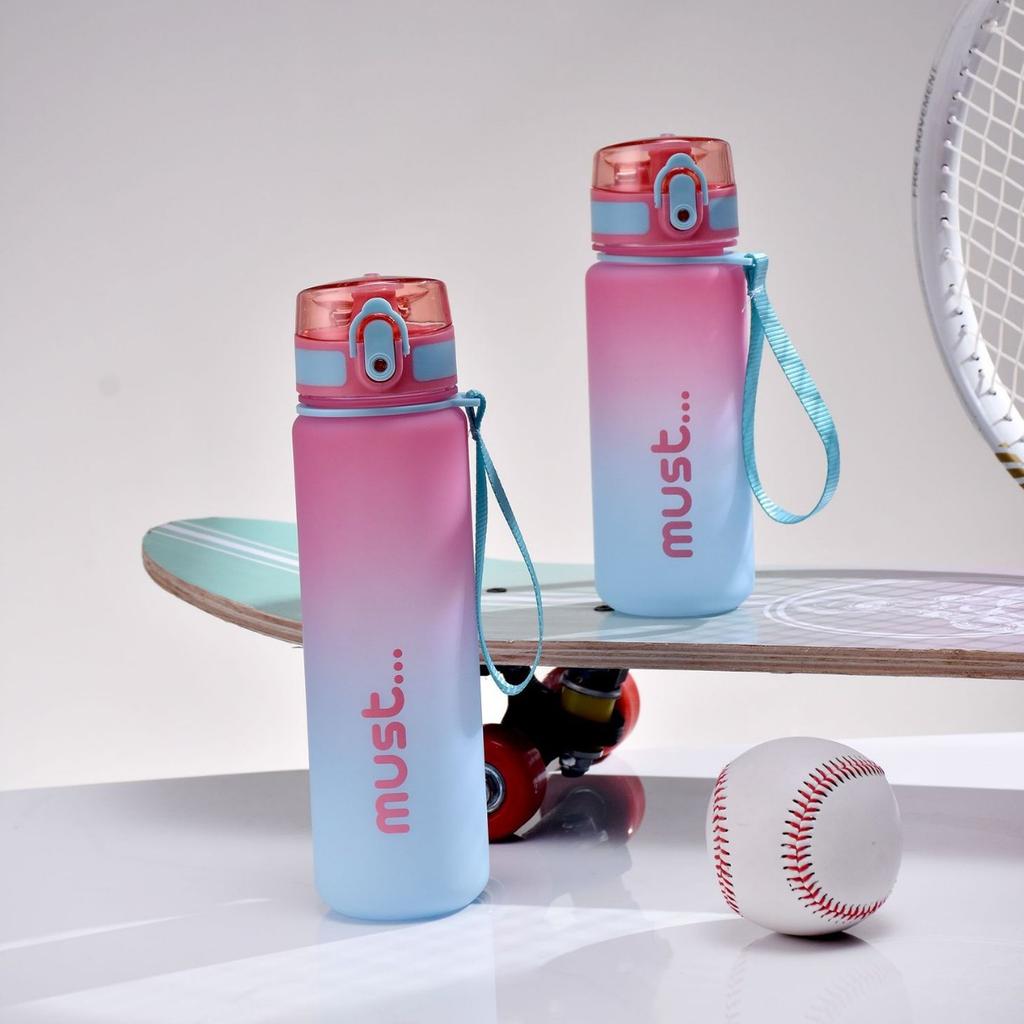 Water bottle Macaron gradual change plastic water cup men and women high value sports kettle PC bounce matte cup