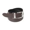 Wide Silver Two Line Fake Leather Belt (T029_brown)