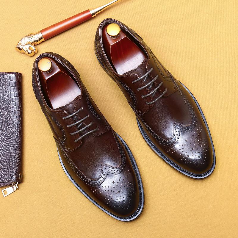 Neue Ankunft 2024 Männer Brogues Lederschuhe Spitzschuh Echtes Leder Männer Business Formale Schuhe Plus Größe 38-46