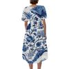 Women's Casual V Neck Short Sleeve Floral Print Midi Dress Wrap Style Lightweight Summer Dress with Tie Waist
