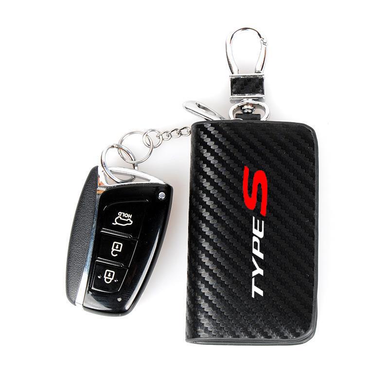 Carbon Fiber Car Key Chain Holder Case Cover Bag For Honda TYPE S R Civic Accord HRV CRV CITY Jazz Pilot FIT Auto Accessories