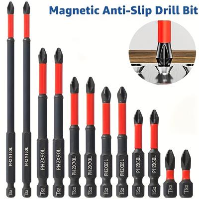 6 stuks PH2 Magnetische Anti-Slip Kruiskopschroevendraaier Bits Set 25-150mm Schroevendraaierkop Hoge Hardheid Elektrisch Schroevendraaier Gereedschap